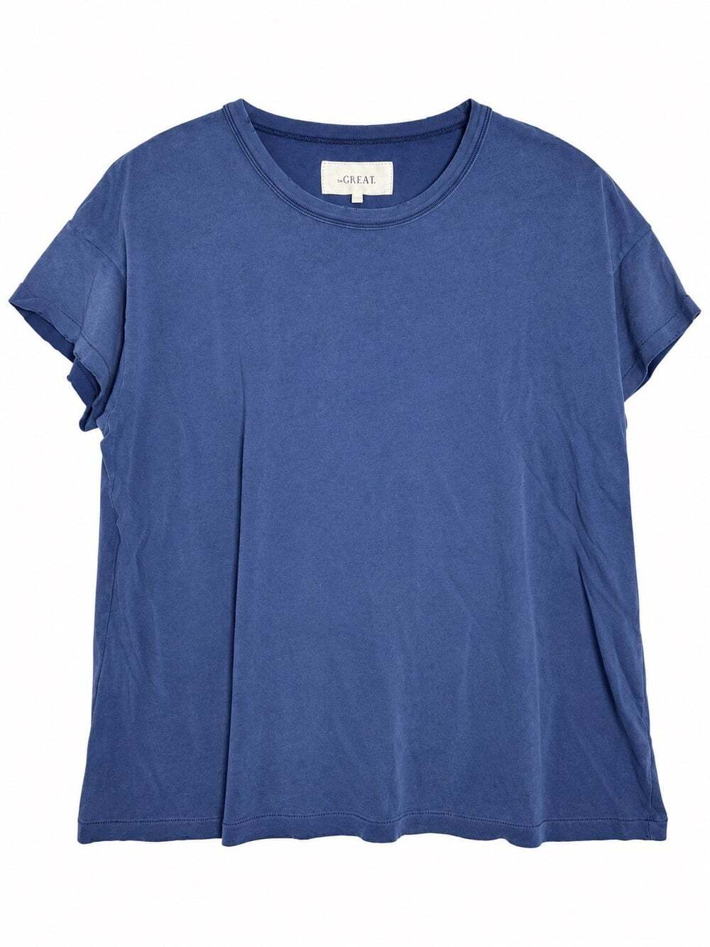 The Great. womens short sleeve blue t-shirt tee top 100% cotton size 1 small
